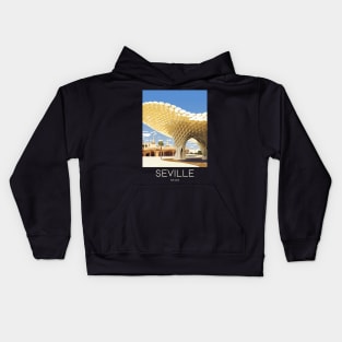 A Pop Art Travel Print of Seville - Spain Kids Hoodie